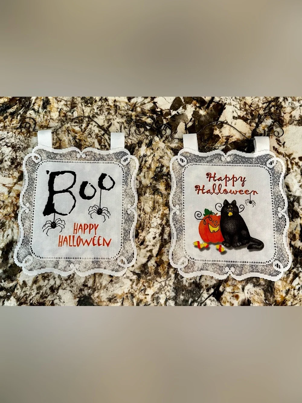 🎃 Happy Halloween & Boo 🕷️ Lace Signs